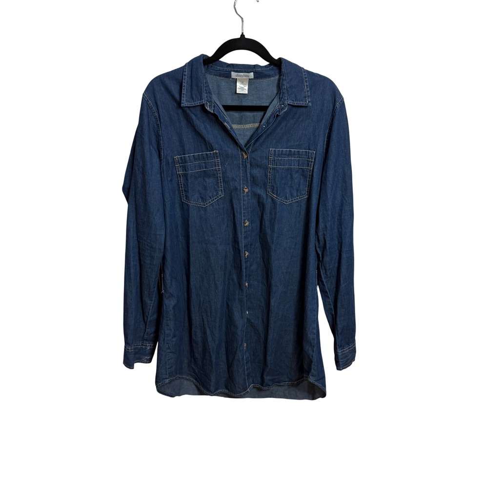 Dizzy Lizzy Denim Shirt XL‎ Blue Button Layering Coastal Cowgirl Casual Western
